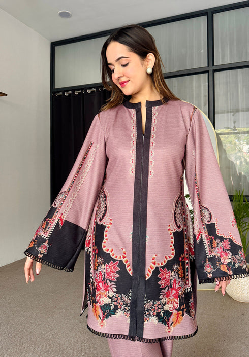 Pink Blossom Winter Kurta Set